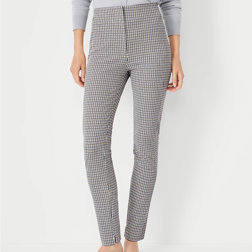 ANN TAYLOR Houndstooth Black Skinny Pants Size 2